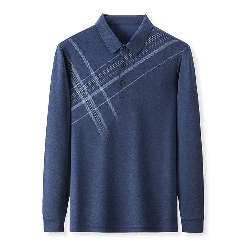 50代メンズファッション トップス 斜め柄入り【ニットポロシャツ】