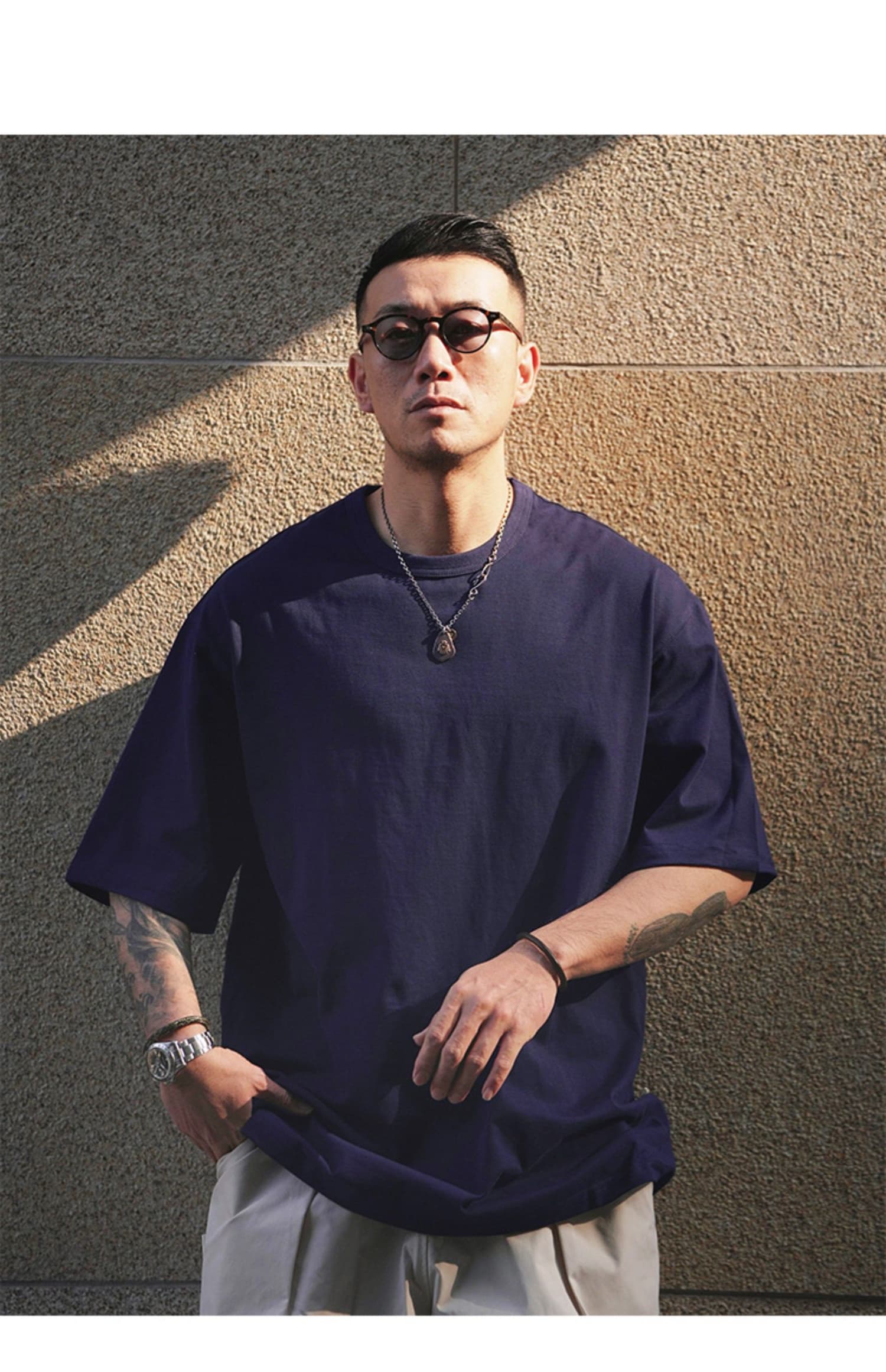50代メンズファッション ゆとりシルエット・コットン  【ワイドフィットTシャツ】4カラー