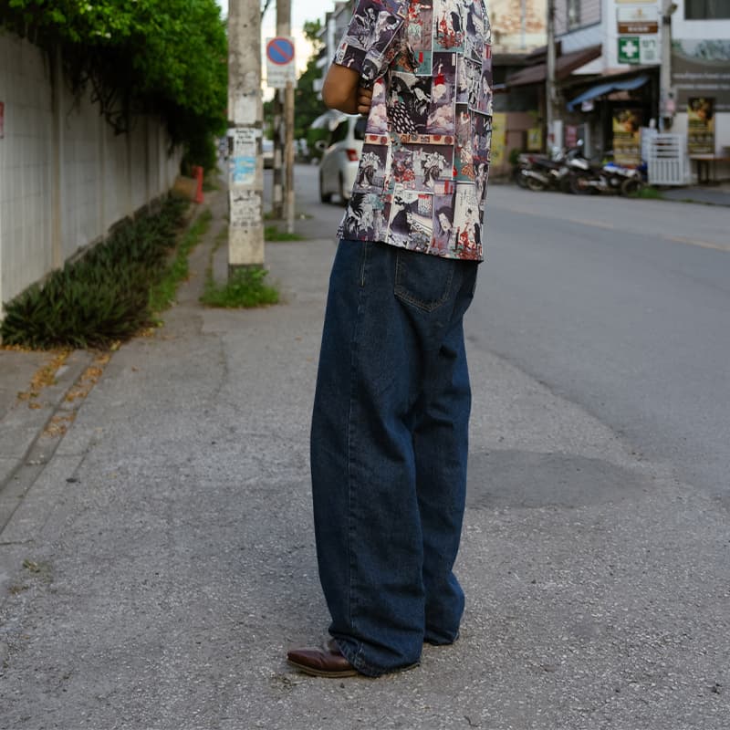 50代メンズファッション パンツ/ズボン ゆったりストレートデニムパンツ