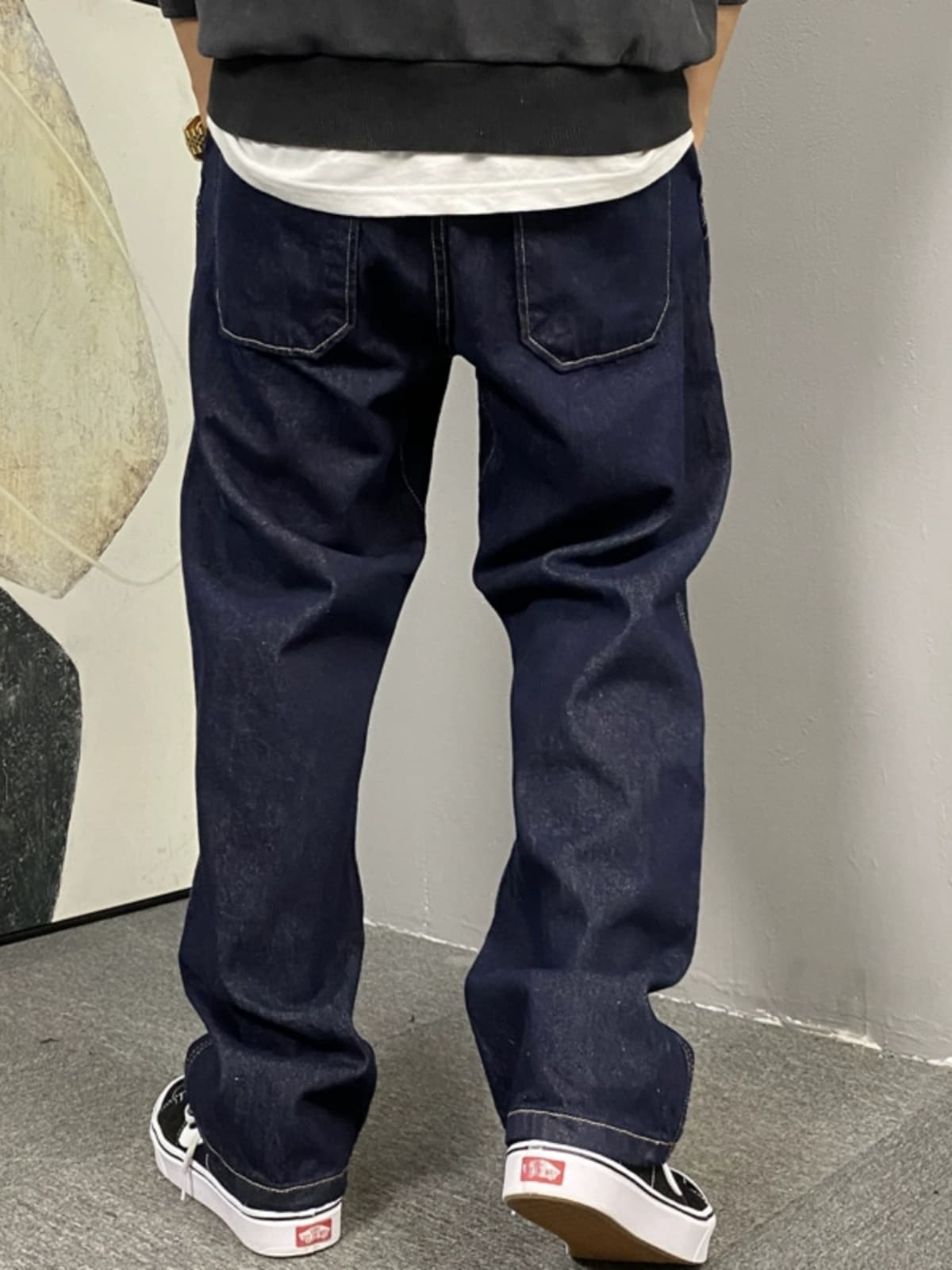 50代メンズファッション パンツ/ズボン ゆったりデニムワイドパンツ