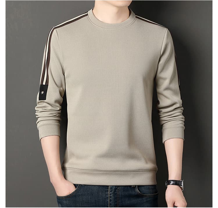 50代メンズファッション トップス ラインデザイン 【リブ編み長袖カットソー】