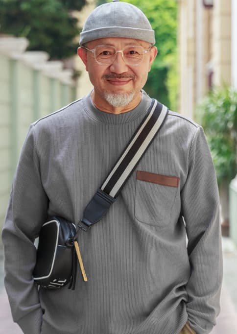 50代メンズファッション トップス リブ編みシンプルクルーネックセーター