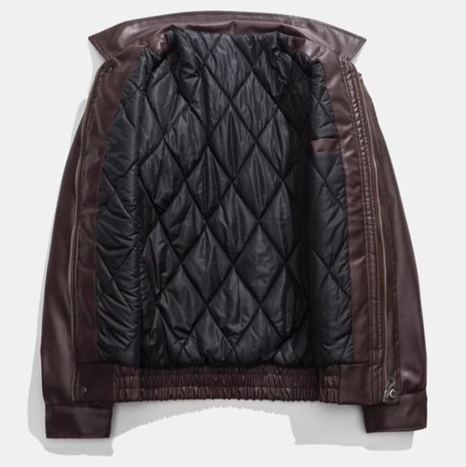 50代メンズファッション　アウター　本革のような上質な風合い【ブルゾンジャケット・革ジャン】