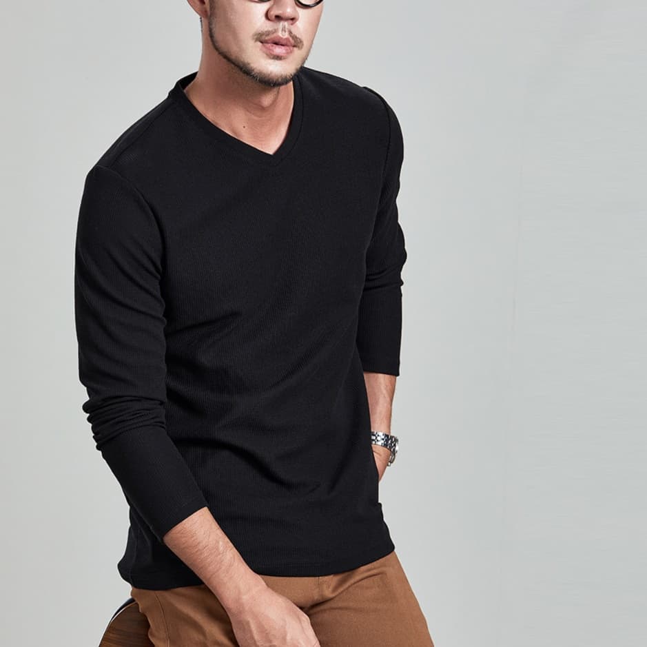 50代メンズファッション トップス 贅沢リブ編み 薄手 【クルーネックニット】 6カラータイプ