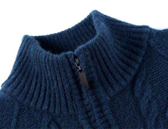 50代メンズファッション トップス ハイネック 【リブ編み ケーブル柄セーター】