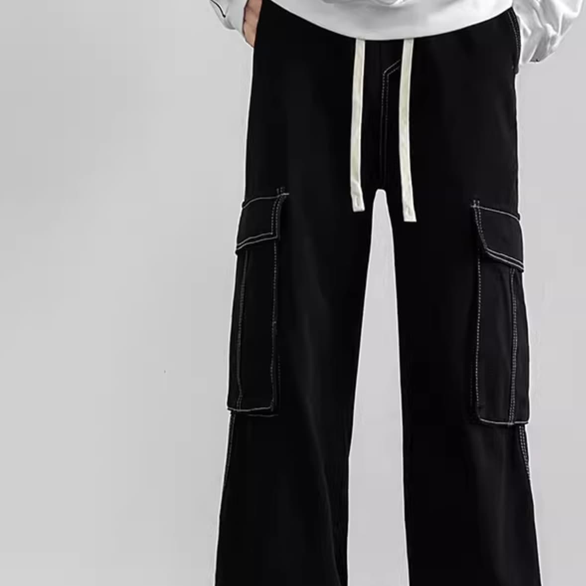 50代メンズファッション パンツ/ズボン ゆったりカーゴワイドパンツ