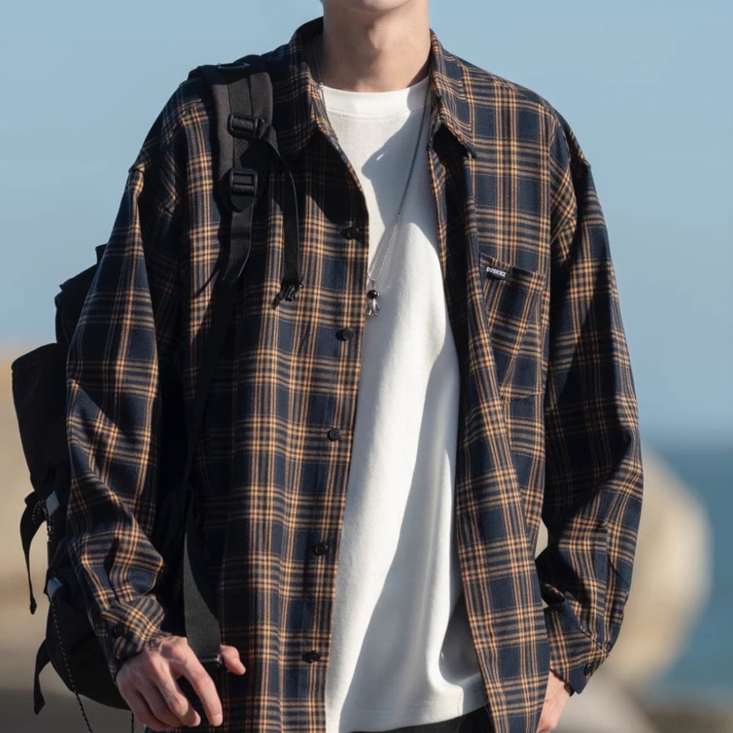 50代メンズファッション アウター ゆったりシルエット【チェック柄シャツ】