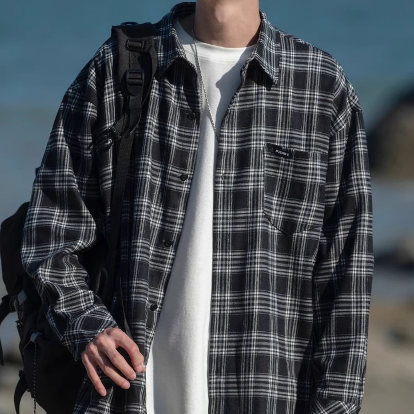 50代メンズファッション アウター ゆったりシルエット【チェック柄シャツ】