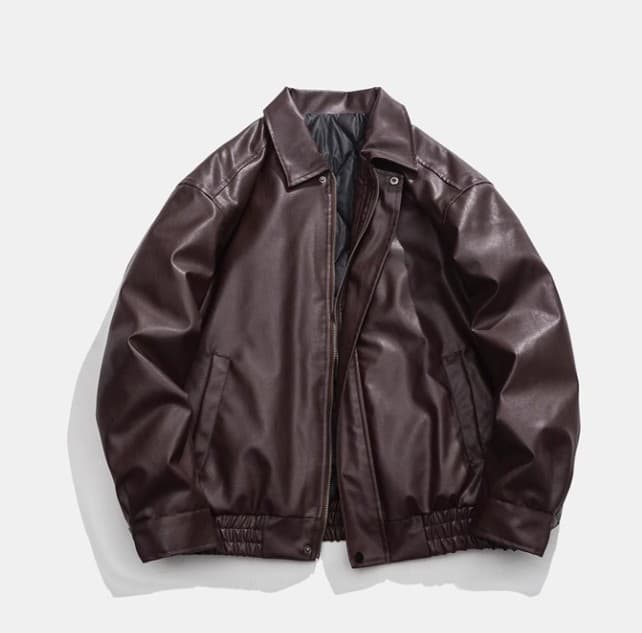 50代メンズファッション　アウター　本革のような上質な風合い【ブルゾンジャケット・革ジャン】