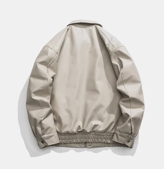 50代メンズファッション　アウター　本革のような上質な風合い【ブルゾンジャケット・革ジャン】