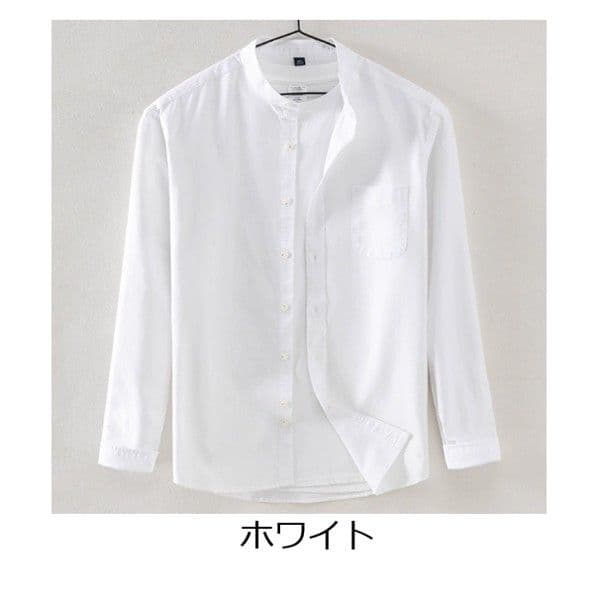 50代メンズファッション  【リネン混スタンドカラーシャツ 】5カラータイプ