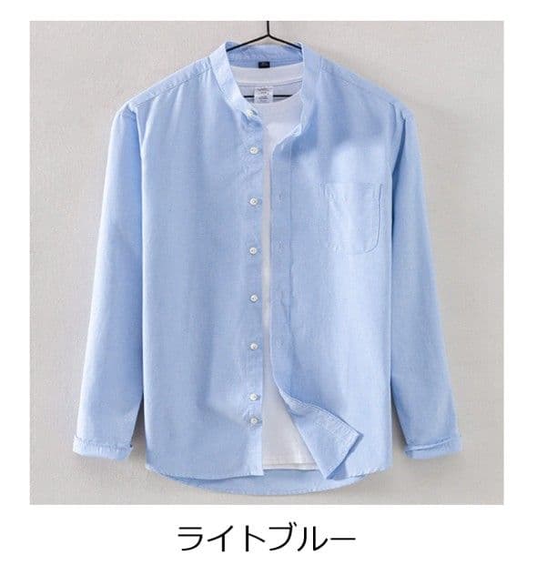 50代メンズファッション  【リネン混スタンドカラーシャツ 】5カラータイプ