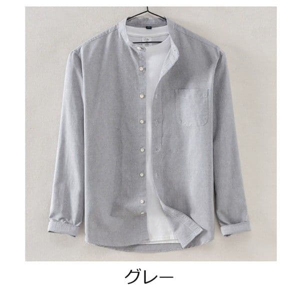 50代メンズファッション  【リネン混スタンドカラーシャツ 】5カラータイプ