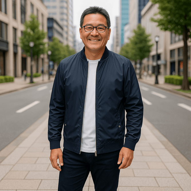 50代メンズファッション アウター　大人のシンプル【軽量ブルゾン】グリーン
