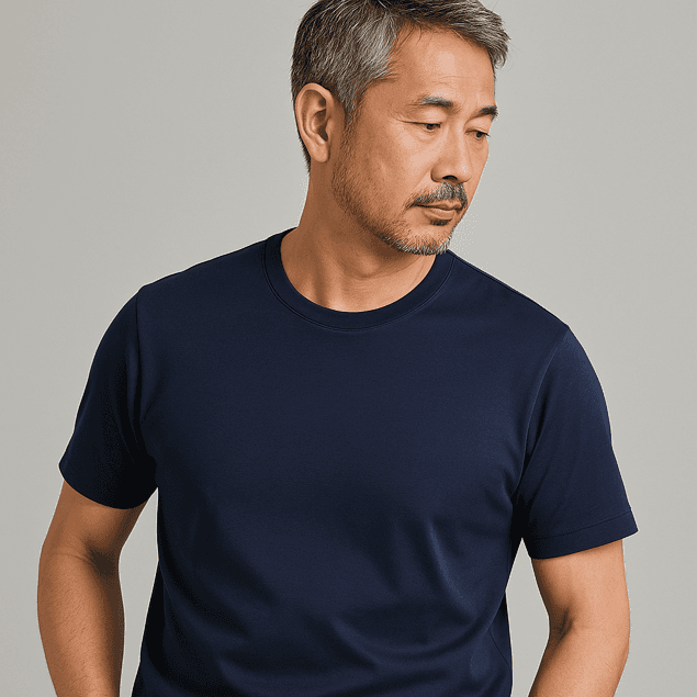 50代メンズファッション 極上シルエット 上質クルーネック【カットソー】シャツ ３カラー