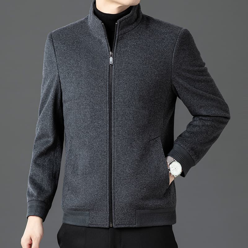 50代メンズファッション アウター 上質ウール 【スタンドカラージャケット】　大きめサイズ