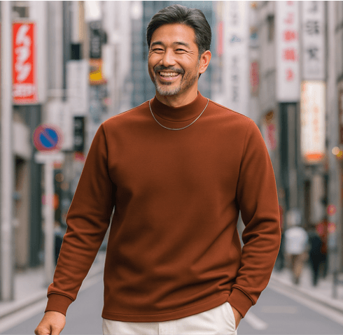 50代メンズファッション トップス シンプル【モックネックスウェット】4カラー