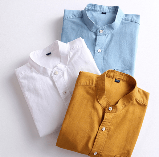 50代メンズファッション  【リネン混スタンドカラーシャツ 】5カラータイプ