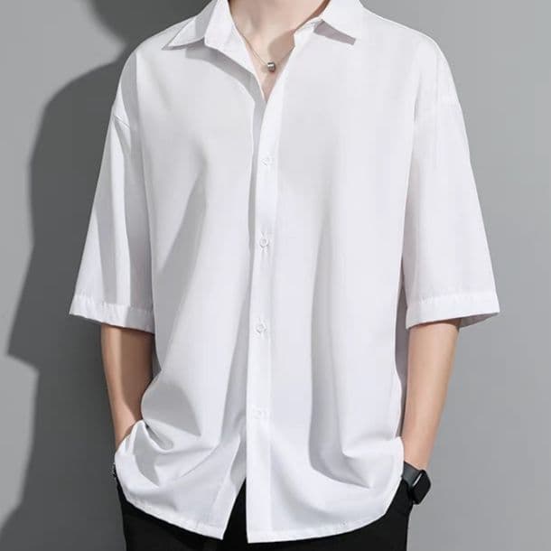 50代メンズファッション 【ドレープハーフスリーブシャツ】