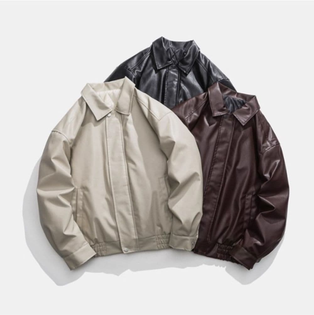 50代メンズファッション　アウター　本革のような上質な風合い【ブルゾンジャケット・革ジャン】