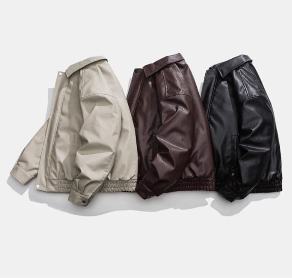 50代メンズファッション　アウター　本革のような上質な風合い【ブルゾンジャケット・革ジャン】