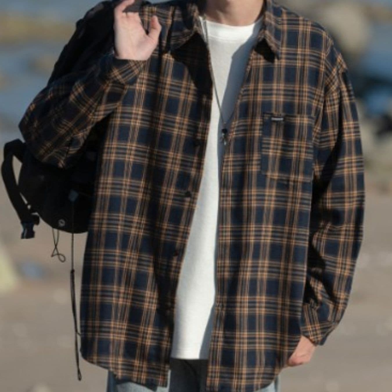 50代メンズファッション アウター ゆったりシルエット【チェック柄シャツ】