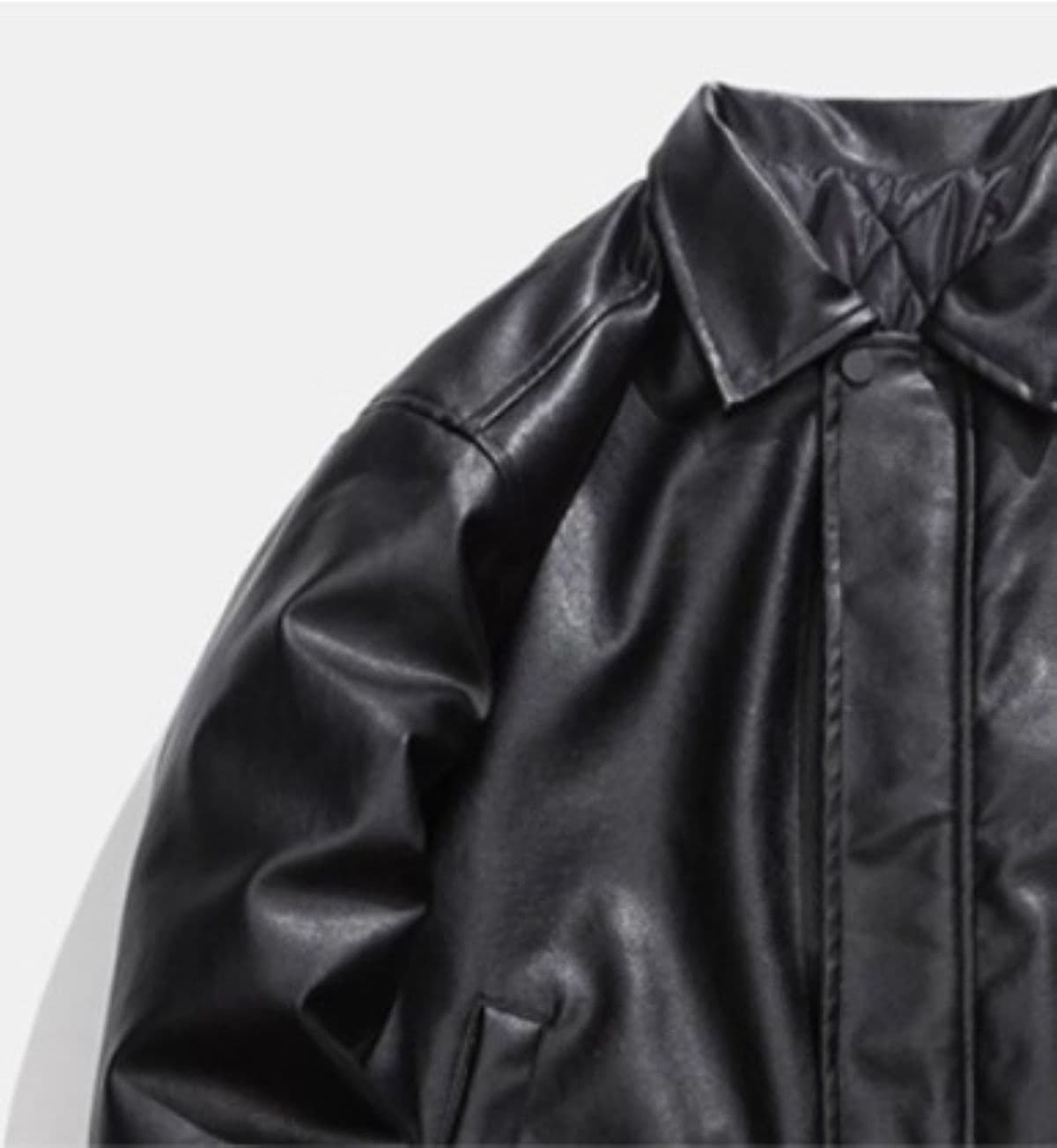 50代メンズファッション　アウター　本革のような上質な風合い【ブルゾンジャケット・革ジャン】