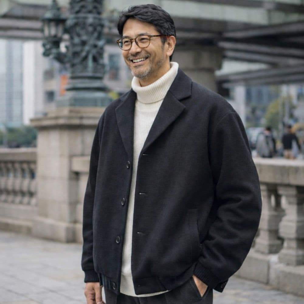 50代メンズファッション 上質ウール混紡【ブルゾン・ジャケット】
