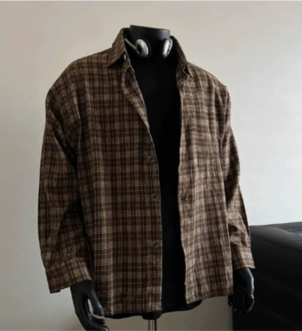 50代メンズファッション トップス ゆったりシルエット 【チェック柄 長袖シャツ】