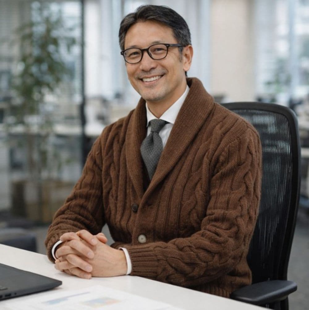 50代メンズファッション ケーブル編みショールカラー【ニットカーディガン】