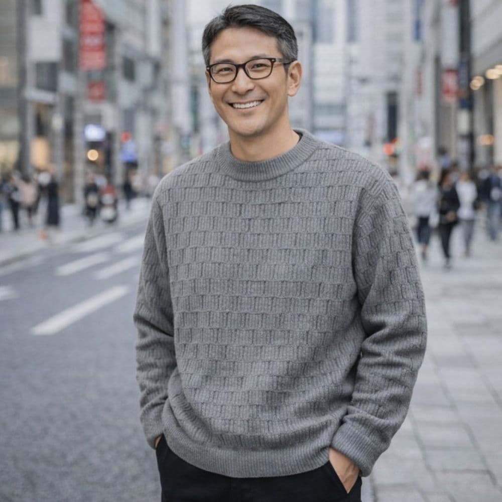 50代メンズファッション　春の【長袖ニットセーター 】3カラー