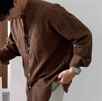 50代メンズファッション 　リラックス【麻混長袖シャツ】5カラー