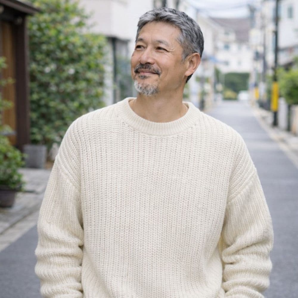 50代メンズファッション ゆったりシルエット【太編みクルーネックニット】大きめサイズ