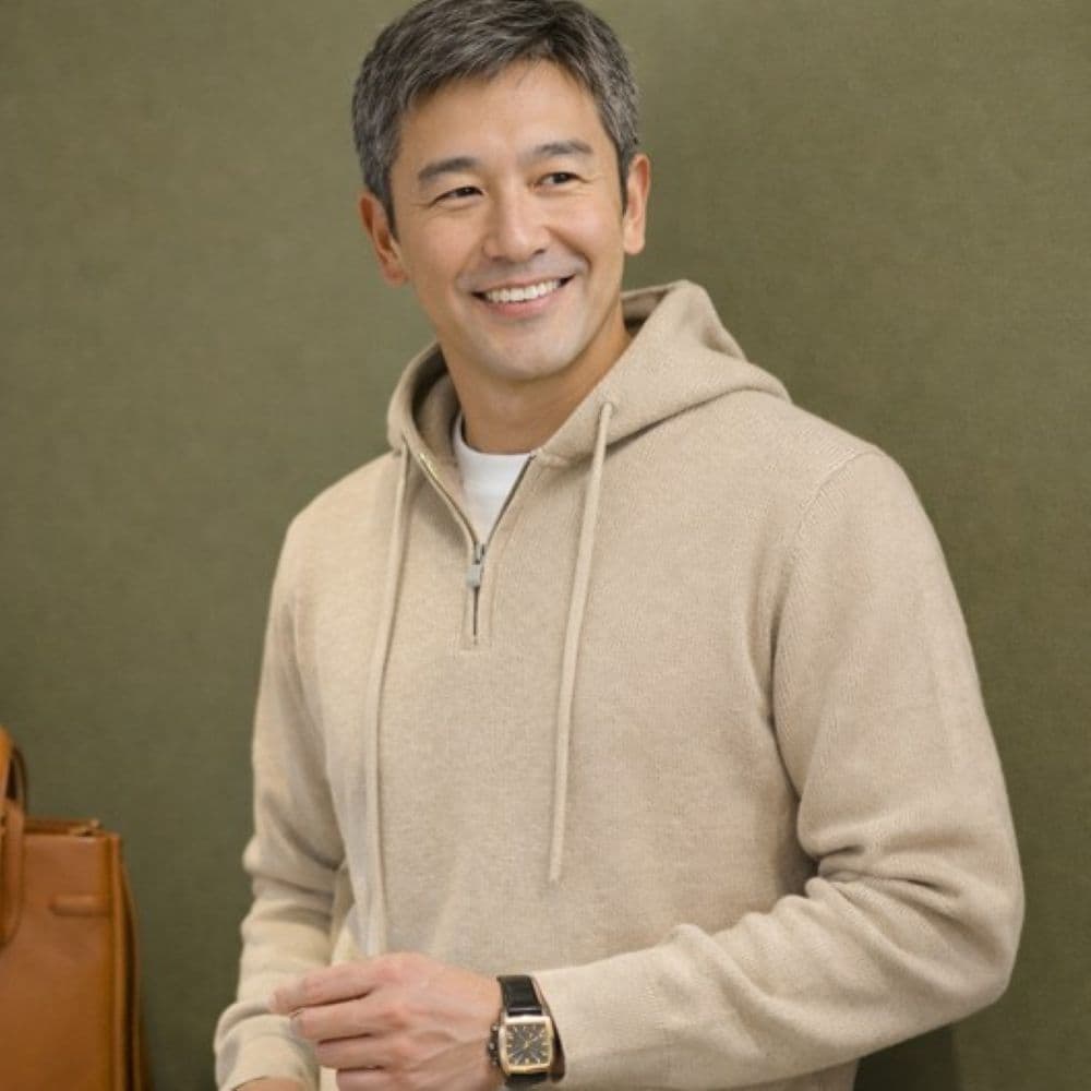 50代メンズファッション トップス 【ハーフジップ リブニット パーカー】