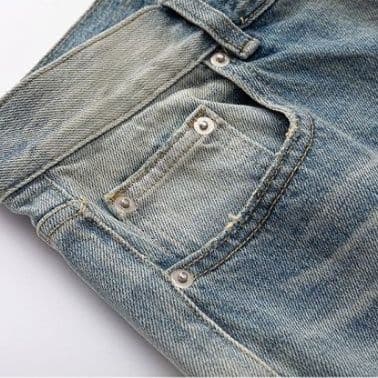 50代メンズファッション 【ビンテージ風色落ち加工デニム・ワイドジーンズ】