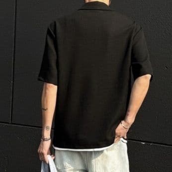 50代メンズファッション　Tシャツ重ね着風【ポロシャツ半袖】Bigサイズあり