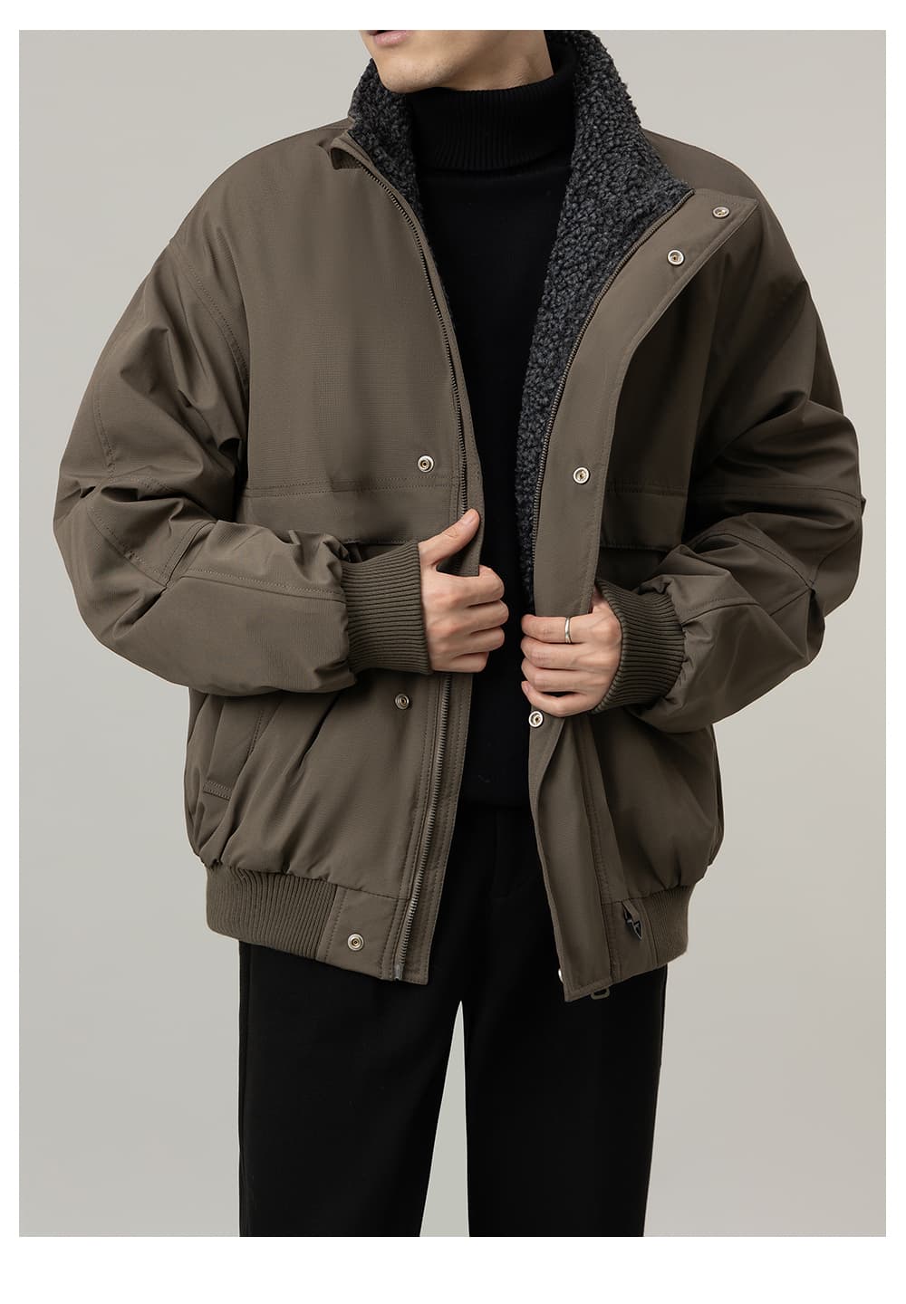 50代メンズファッション アウター スタンドカラーベーシックブルゾン