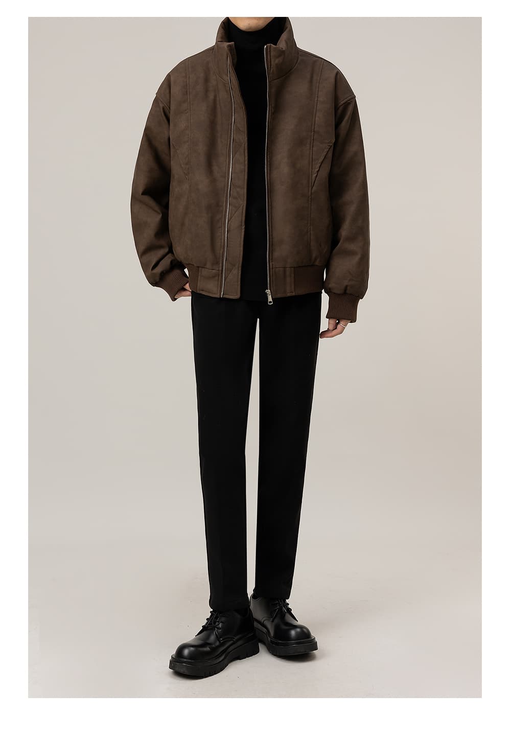 50代メンズファッション アウター スエード調 バルカラーブルゾン