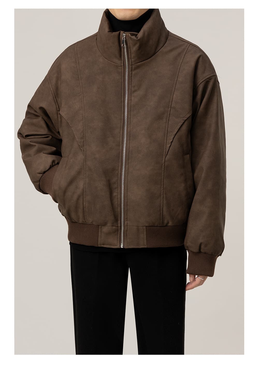 50代メンズファッション アウター スエード調 バルカラーブルゾン