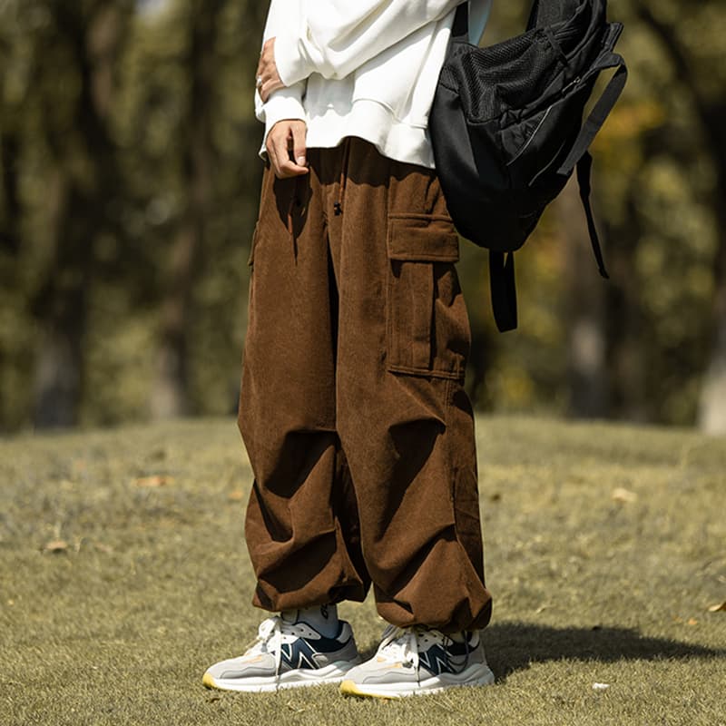 50代メンズファッション パンツ/ズボン コーデュロイワイドカーゴパンツ