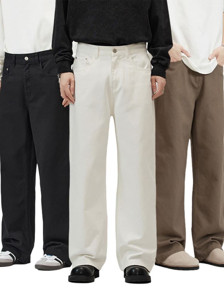 大人のゆったりストレートワイドパンツ　【綿ロングパンツ】