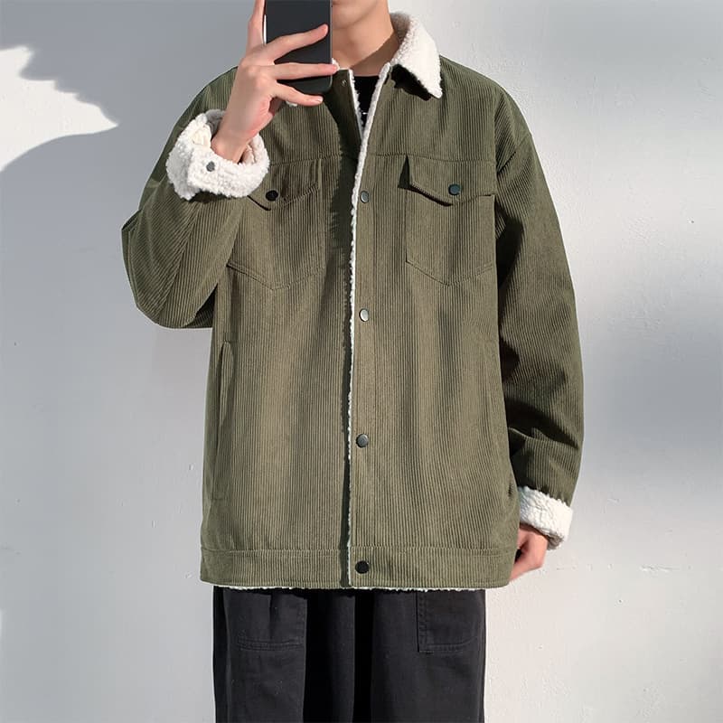 50代メンズファッション アウター　あったか裏ボアコーデュロイジャケット