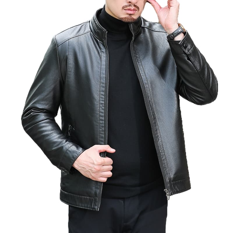 50代メンズファッション アウター 【フェイクレザー襟付きブルゾン】