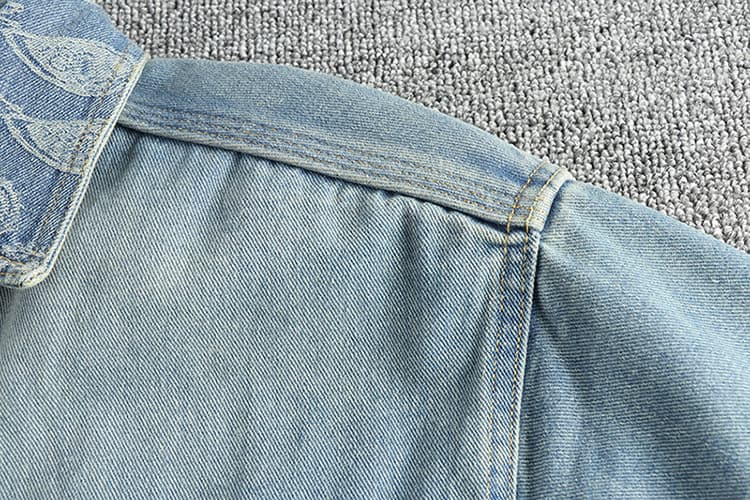 50代メンズファッション アウター　ゆったりシルエット刺しゅう 【デニムジャケット】