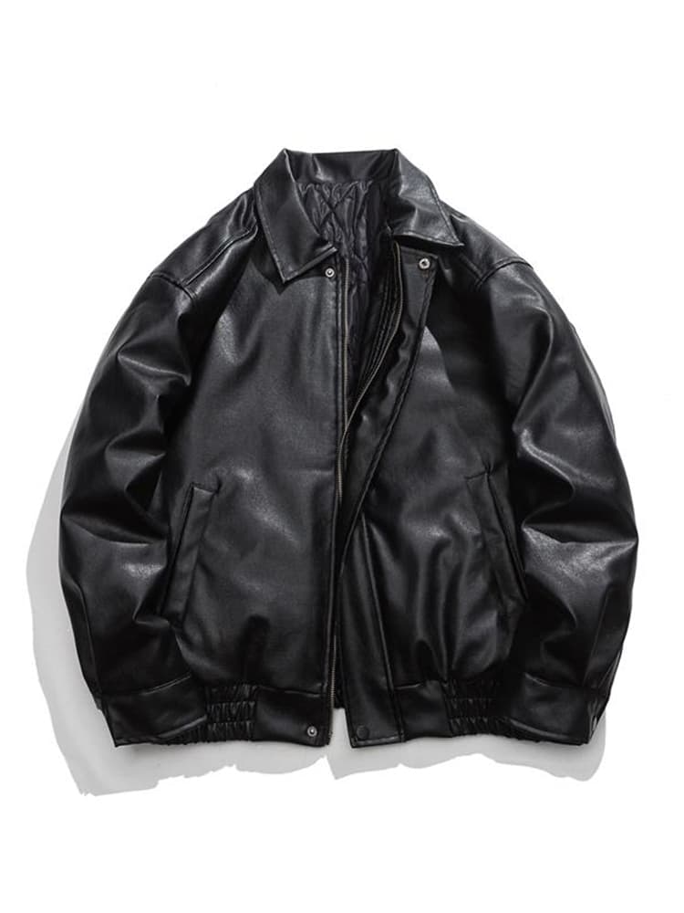 50代メンズファッション　アウター　本革のような上質な風合い【ブルゾンジャケット・革ジャン】