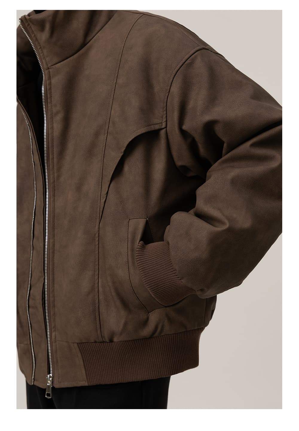 50代メンズファッション アウター スエード調 バルカラーブルゾン