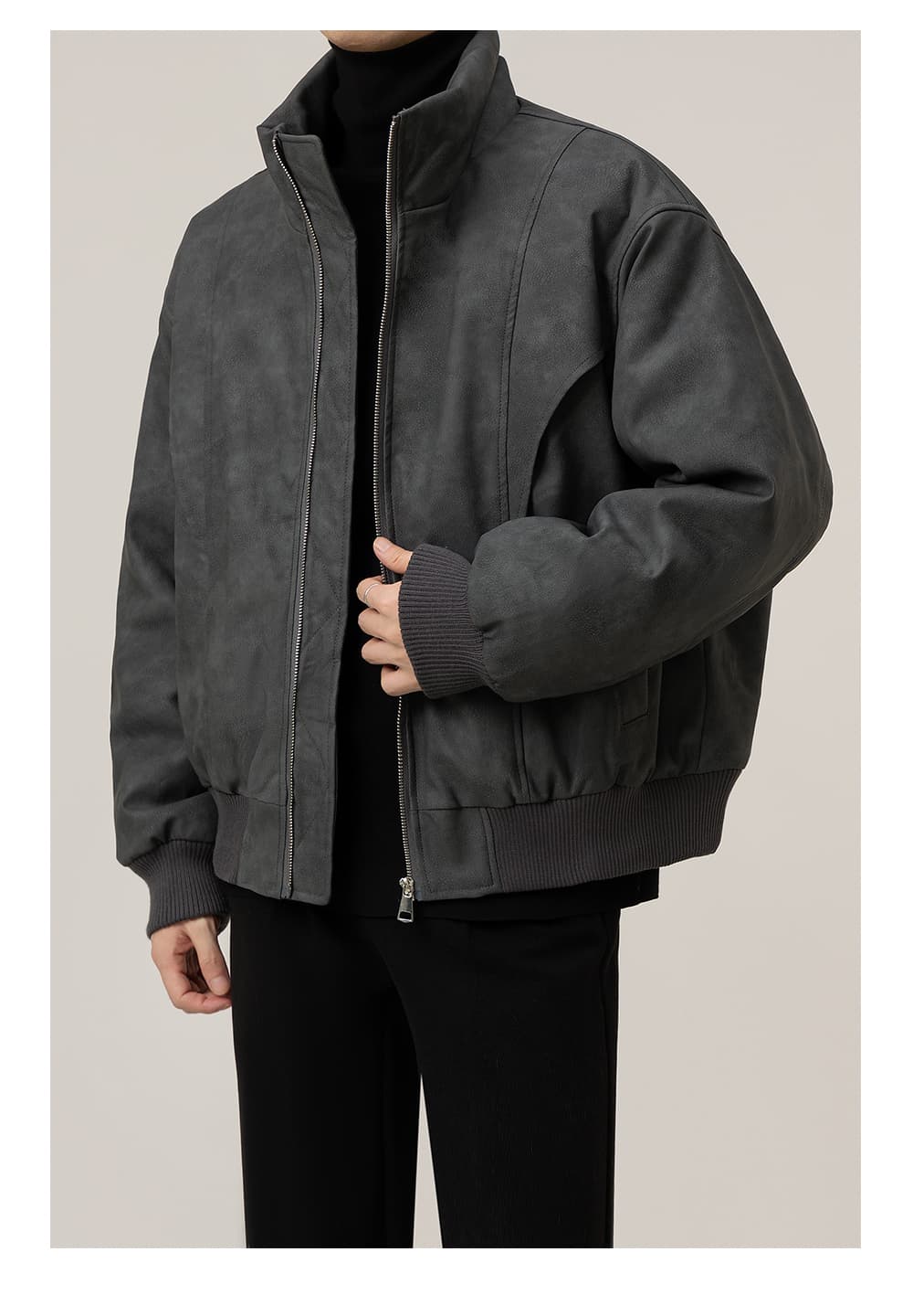 50代メンズファッション アウター スエード調 バルカラーブルゾン