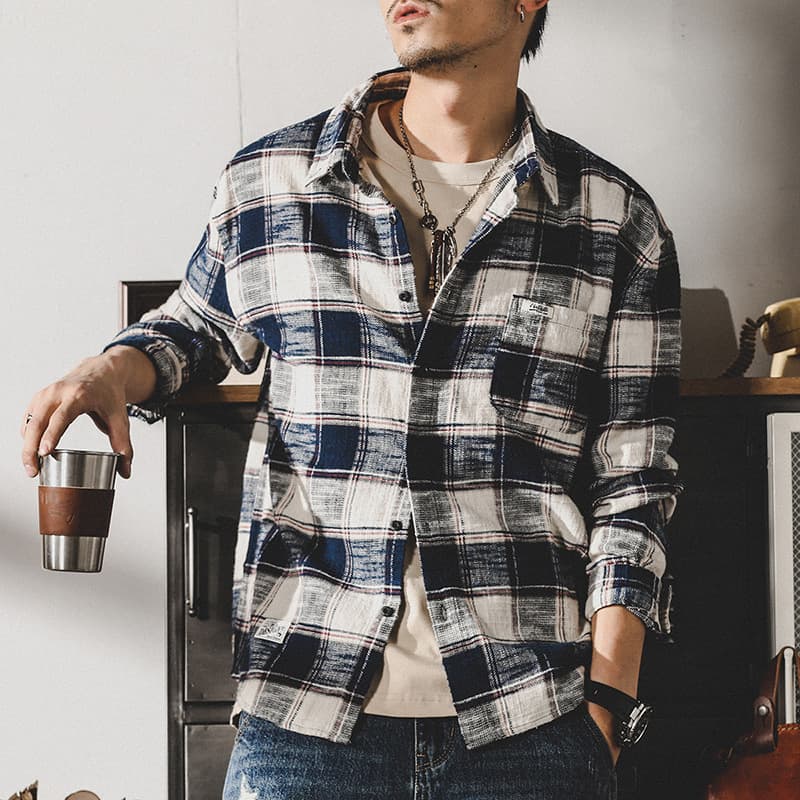 50代メンズファッション トップス ゆったり お洒落なチェック柄 【フランネルシャツ】