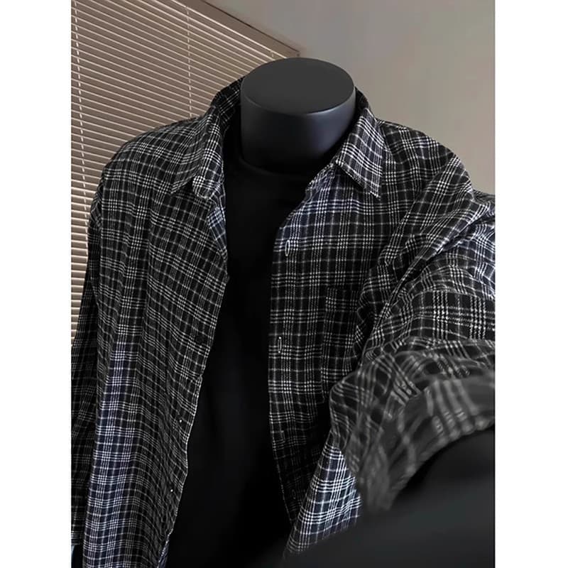 50代メンズファッション トップス ゆったりシルエット 【チェック柄 長袖シャツ】