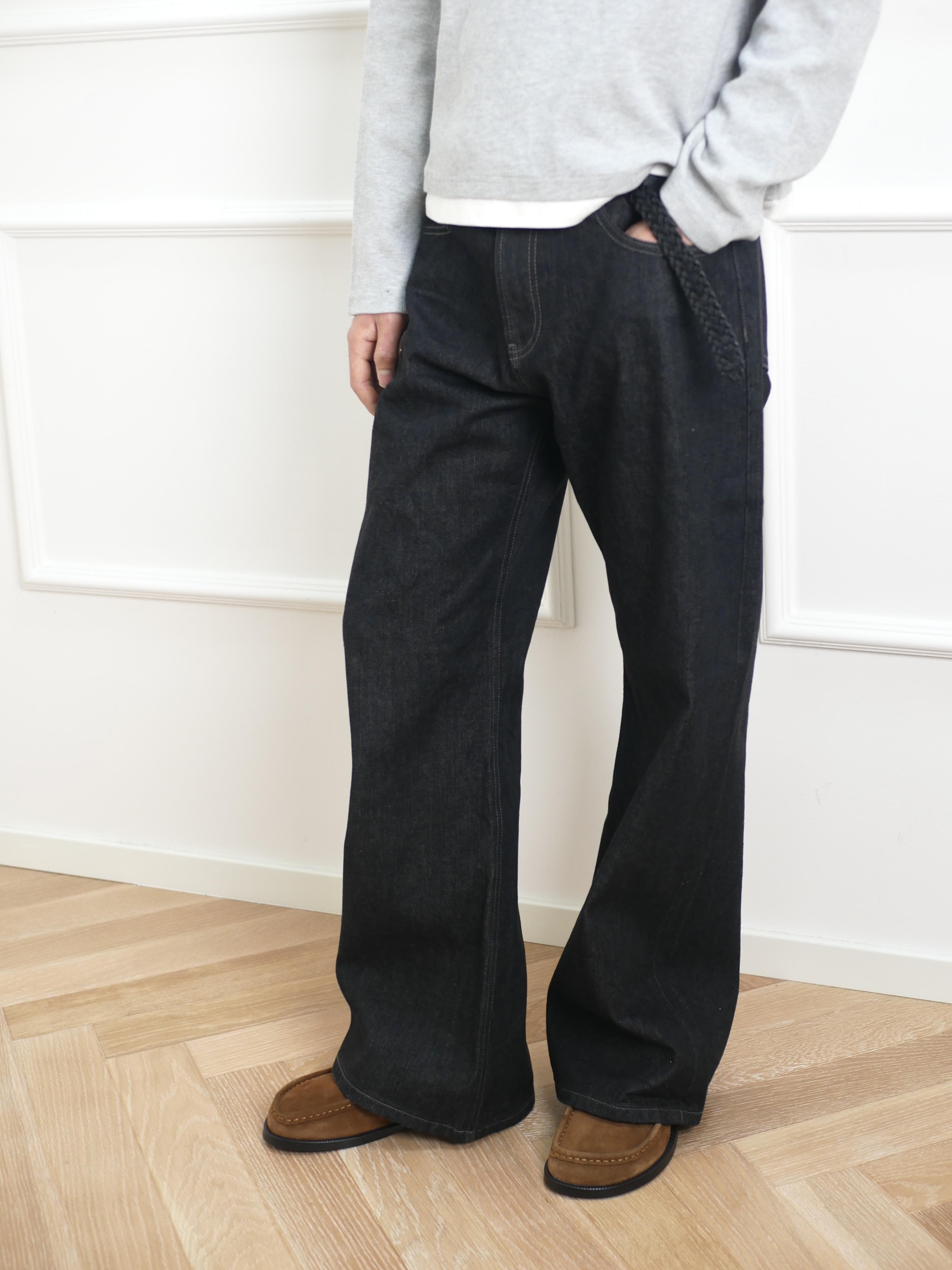 50代メンズファッション パンツ/ズボン　くつろぎワイドデニムパンツ